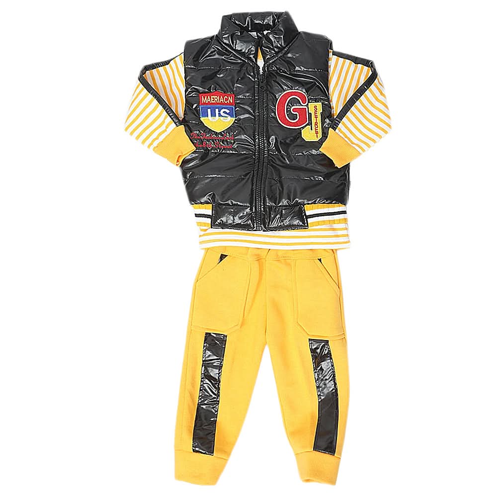 Boys 3 Piece Full Sleeves Suit - Yellow, Kids, Boys Sets And Suits, Chase Value, Chase Value