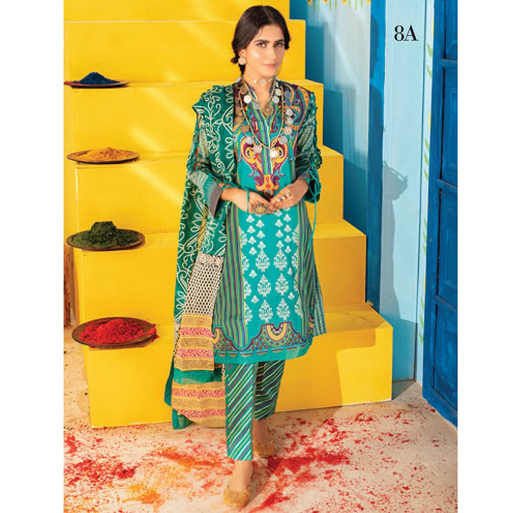 Monsoon Printed Lawn 3 Pcs Un-Stitched Suit Vol 1 - 8-A, Women, 3Pcs Shalwar Suit, Al-Zohaib Textiles, Chase Value