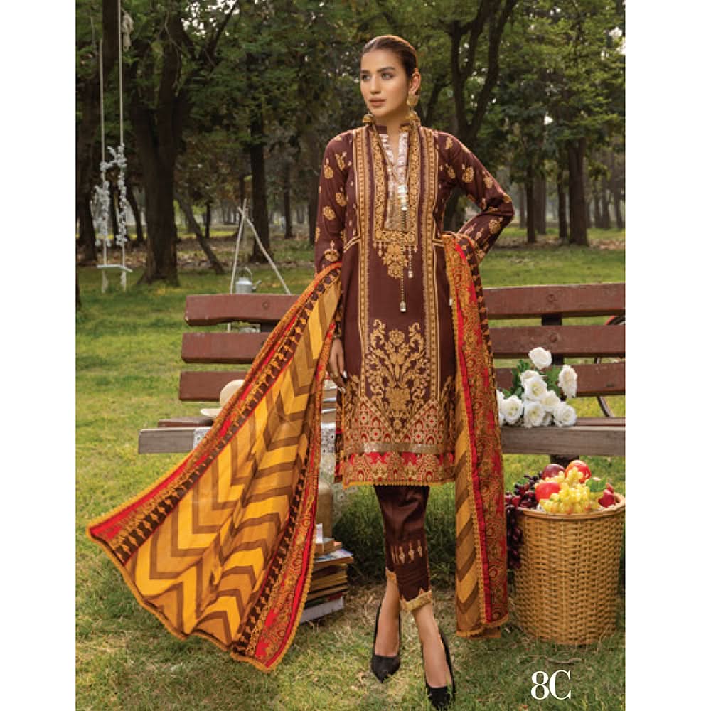Anum Classic Printed Lawn 3 Pcs Un-Stitched Suit Vol 3 - 8-C, Women, 3Pcs Shalwar Suit, Al-Zohaib Textiles, Chase Value