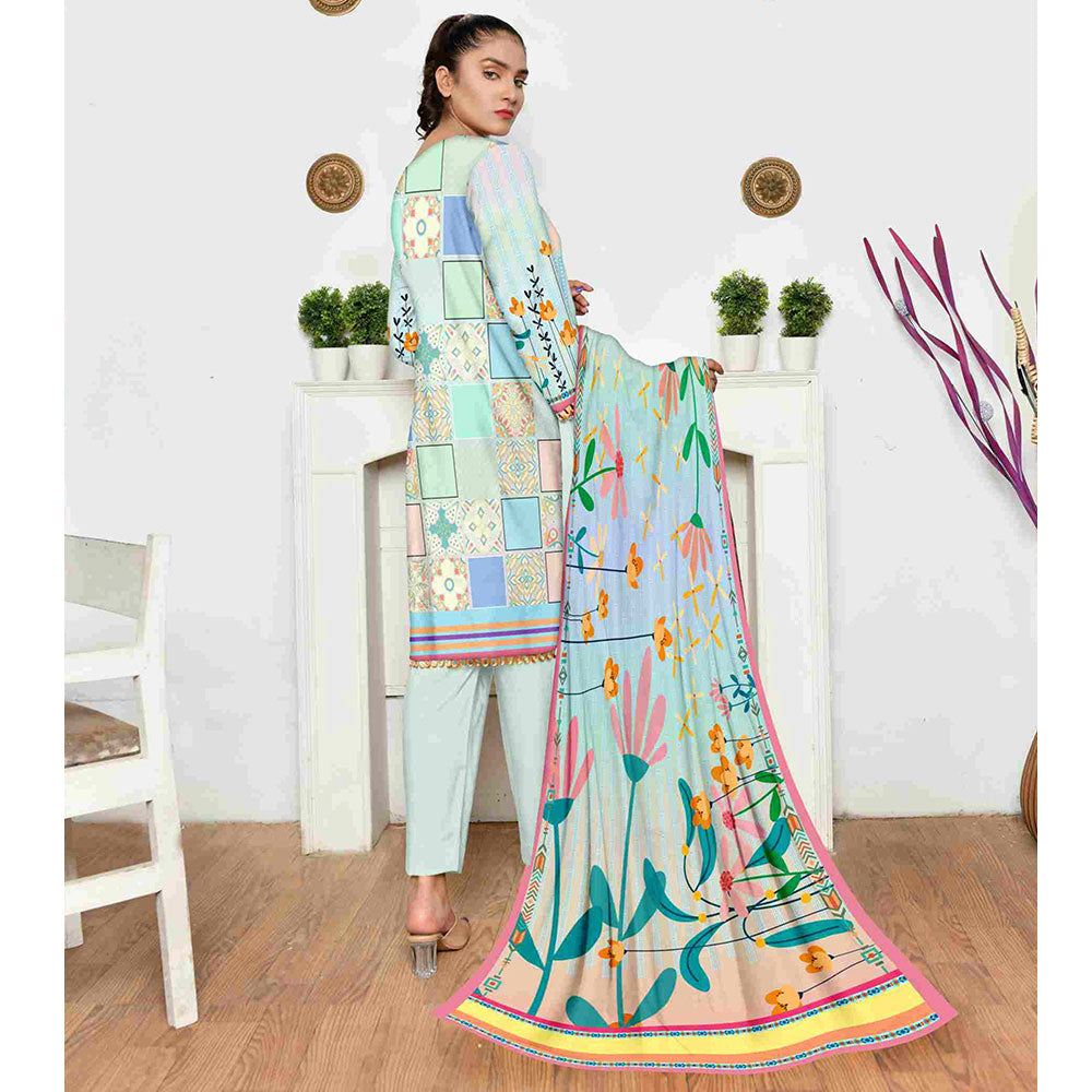 Tehzeeb Digital Printed Cambric 3Pcs Unstitched Suit V2 - 9, Women, 3Pcs Shalwar Suit, Ulfat Textile, Chase Value