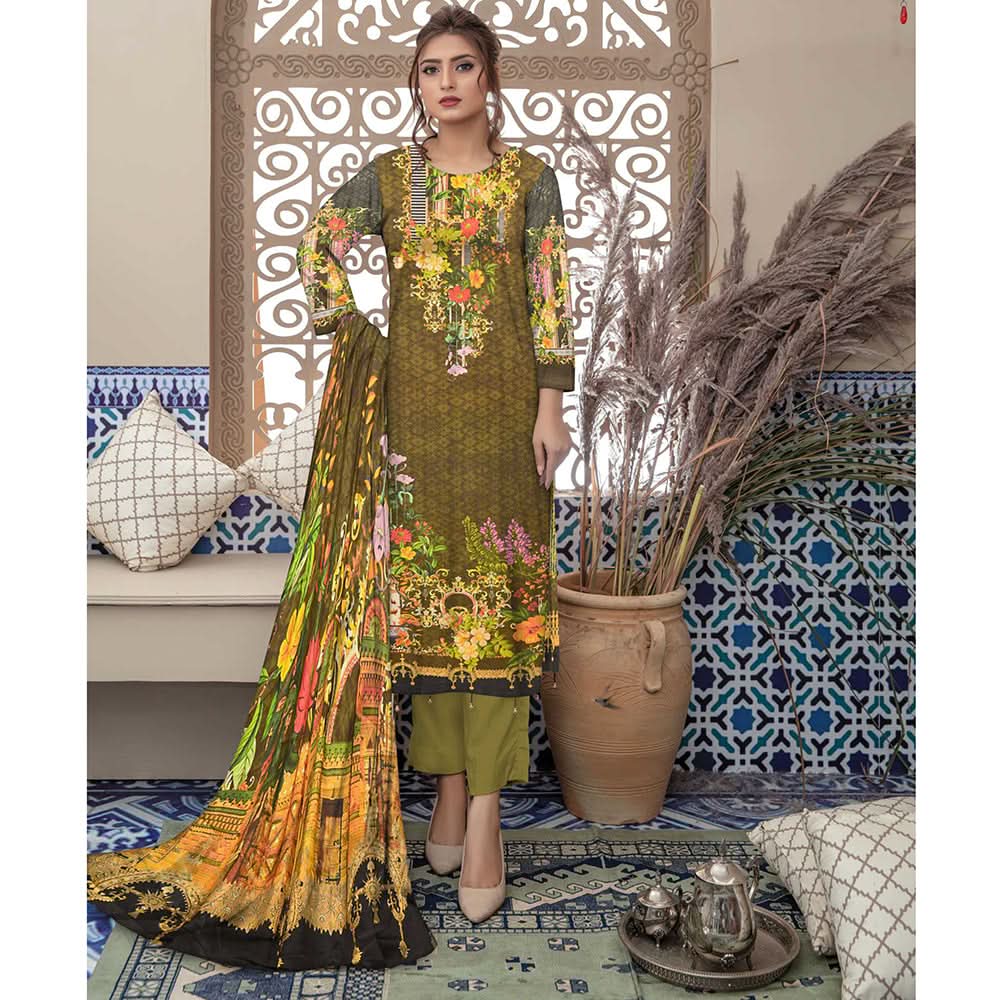 Riwayat Cottrell Digital Printed Linen 3 Pcs Un-Stitched Suit - 09, Women, 3Pcs Shalwar Suit, Ulfat Textile, Chase Value