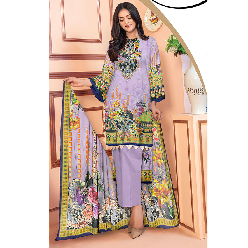 Saqaffat Digital Printed Dhanak 3 Pcs Un-Stitched Suit - 09, Women, 3Pcs Shalwar Suit, Ulfat Textile, Chase Value