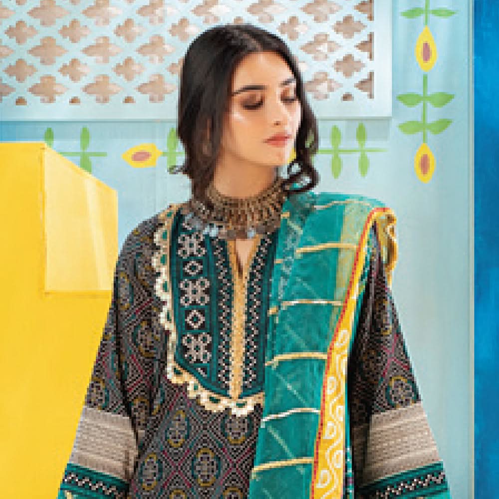 Monsoon Printed Lawn 3 Pcs Un-Stitched Suit Vol 1 - 9-A, Women, 3Pcs Shalwar Suit, Al-Zohaib Textiles, Chase Value