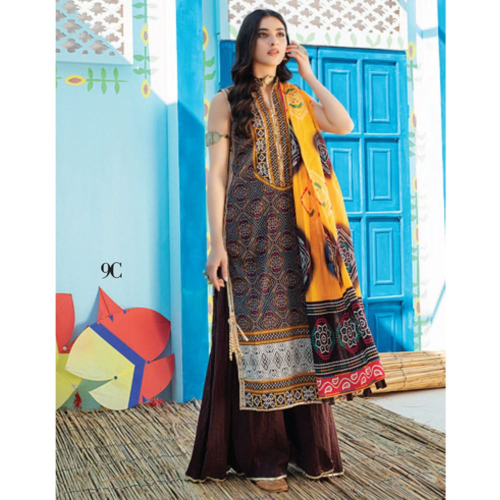 Monsoon Printed Lawn 3 Pcs Un-Stitched Suit Vol 1 - 9-C, Women, 3Pcs Shalwar Suit, Al-Zohaib Textiles, Chase Value