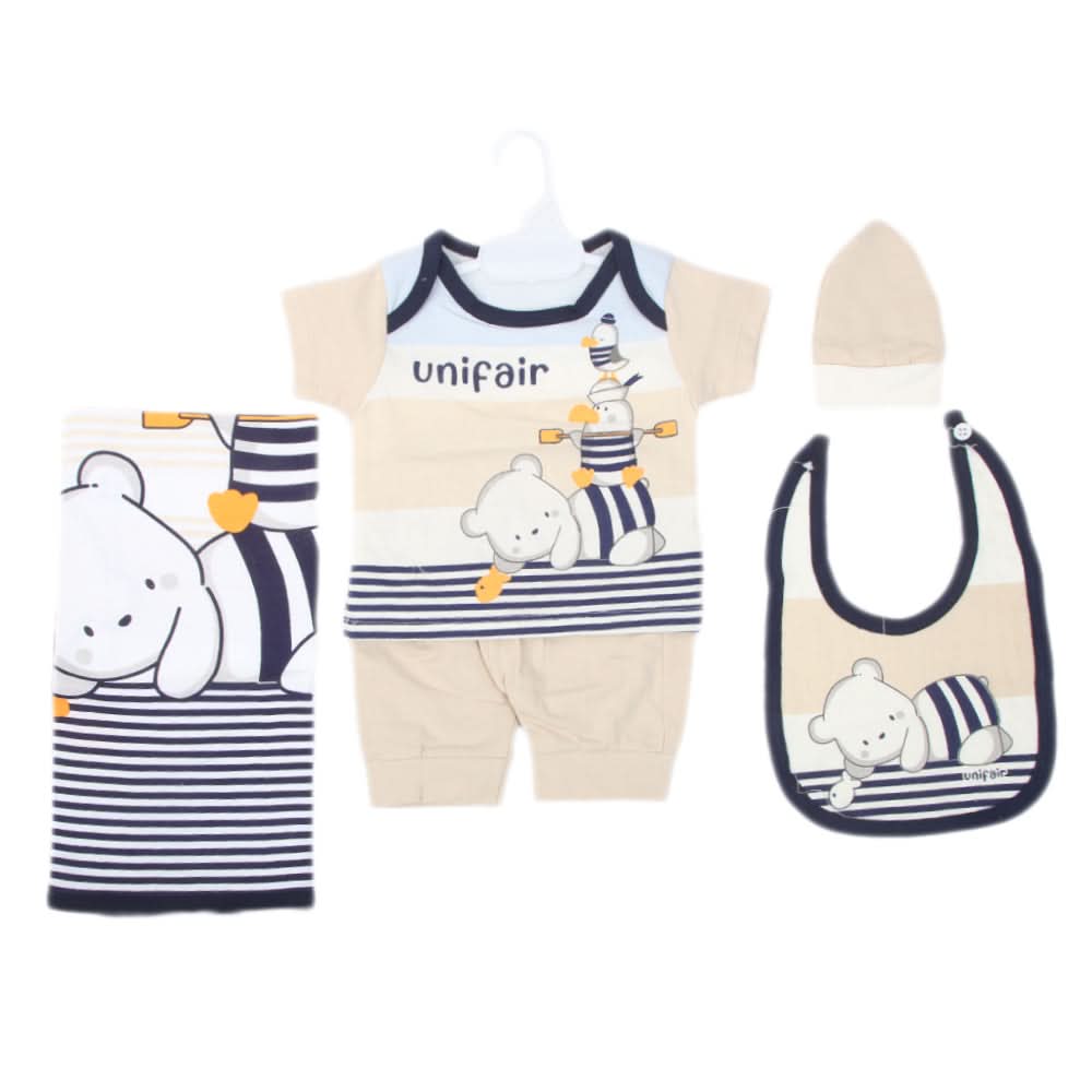 Newborn Boys Half Sleeves Suit 829 - Beige, Kids, NB Boys Sets And Suits, Chase Value, Chase Value