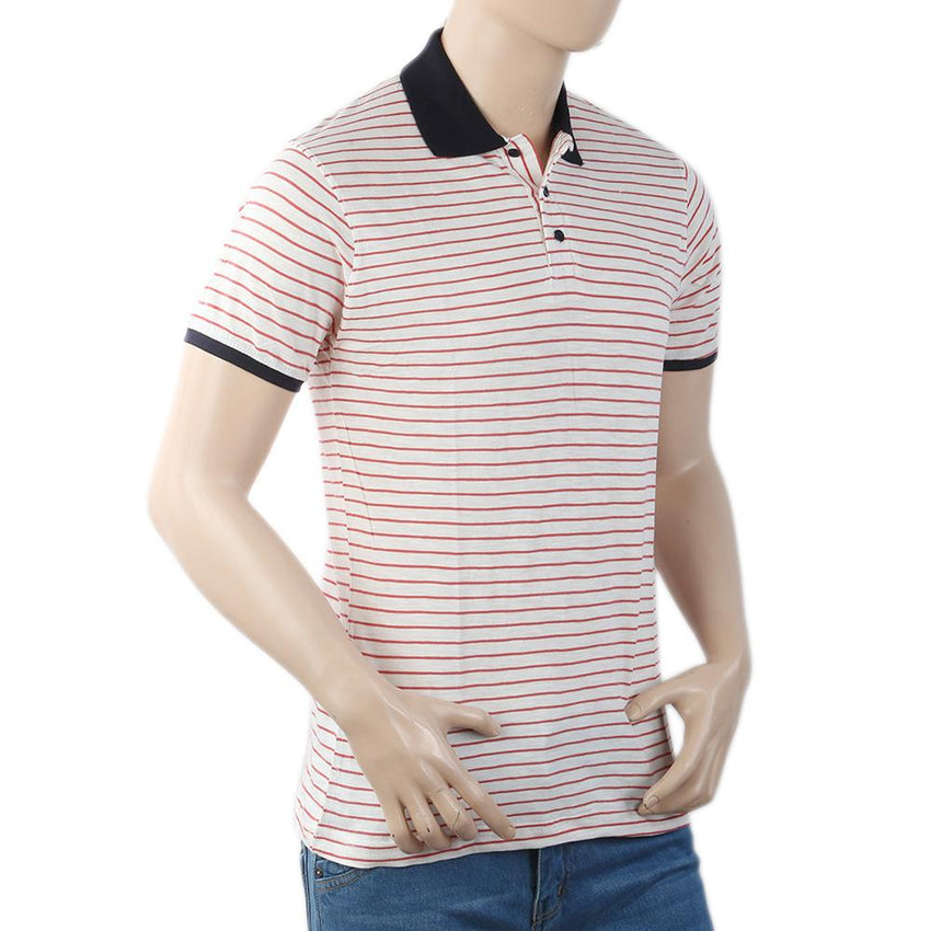 Men's Yarn Dyed Half Sleeves Polo T-Shirt - White, Men, T-Shirts And Polos, Chase Value, Chase Value