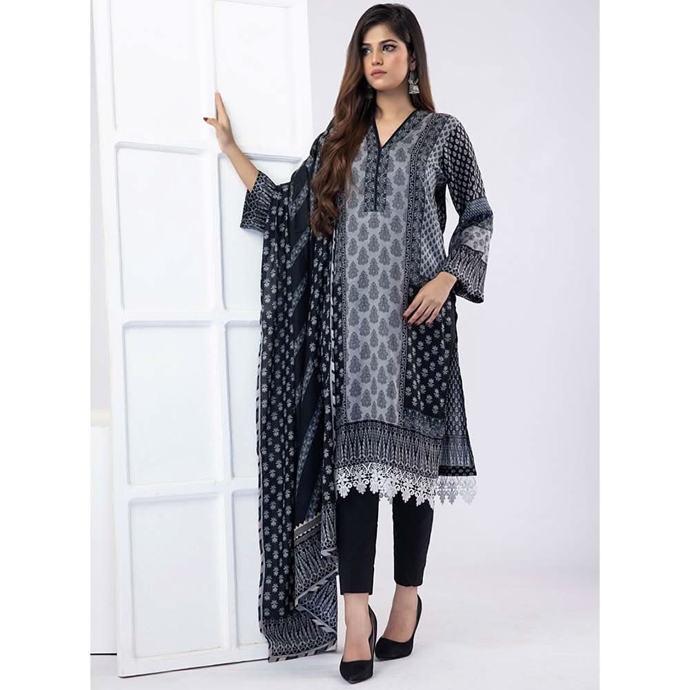 Erum Misha Printed Lawn 3 Pcs Unstitched Suit - 4, Women, 3Pcs Shalwar Suit, Erum Misha, Chase Value