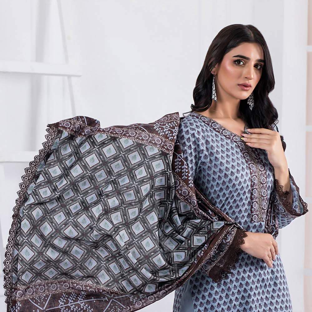 Erum Misha Printed Lawn 3 Pcs Unstitched Suit - 8, Women, 3Pcs Shalwar Suit, Erum Misha, Chase Value