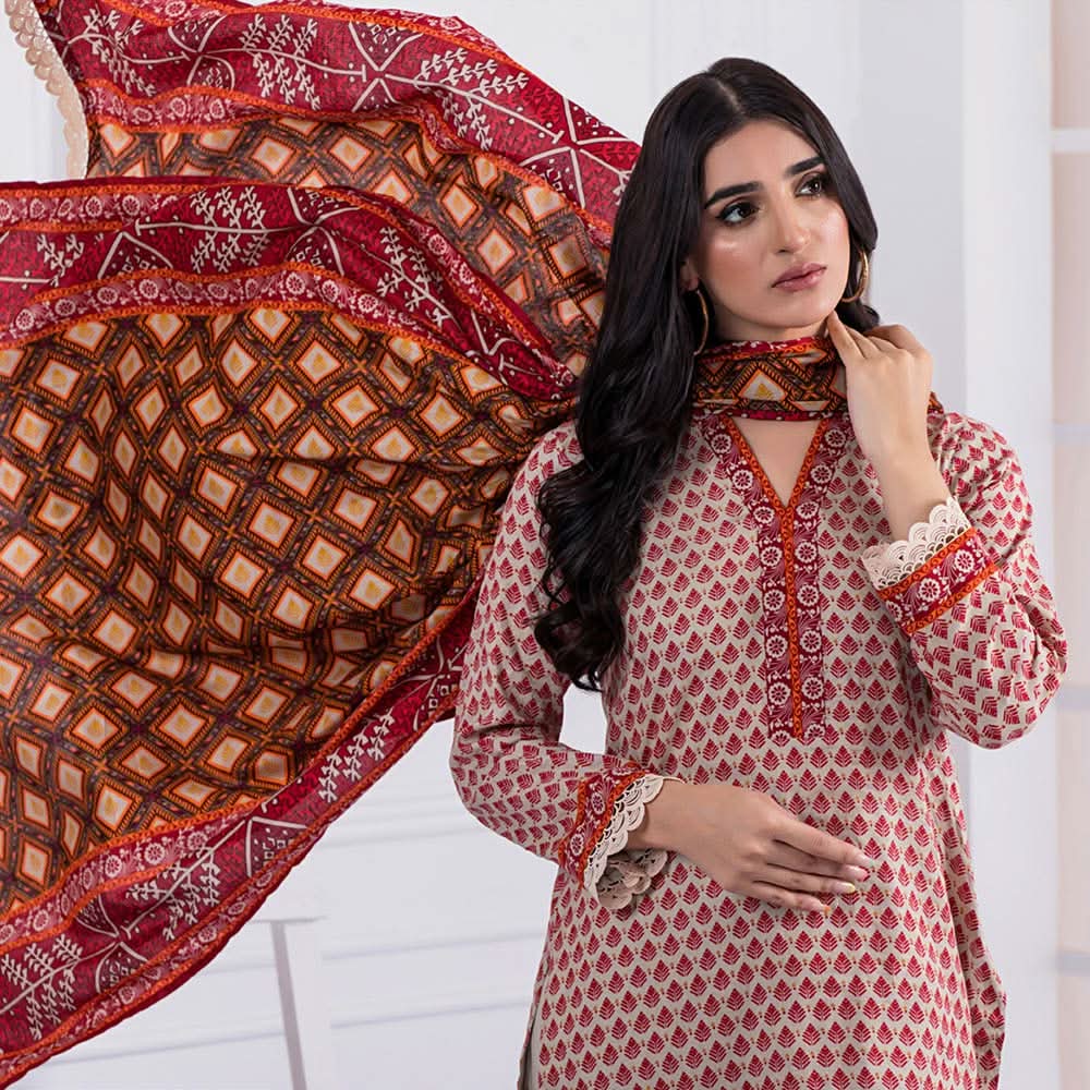 Erum Misha Printed Lawn 3 Pcs Unstitched Suit - 9, Women, 3Pcs Shalwar Suit, Erum Misha, Chase Value