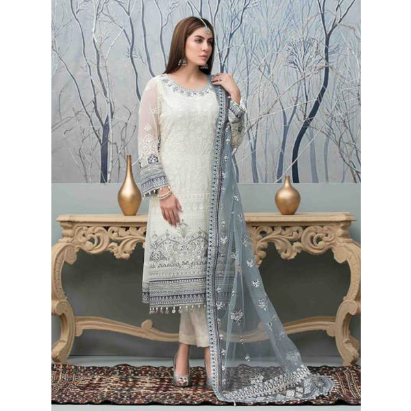 Tawakkal Chantilly Fancy Embroidered Chiffon Unstitched 3Pcs Suit - D-6000, Women, 3Pcs Shalwar Suit, Tawakkal Fabrics, Chase Value
