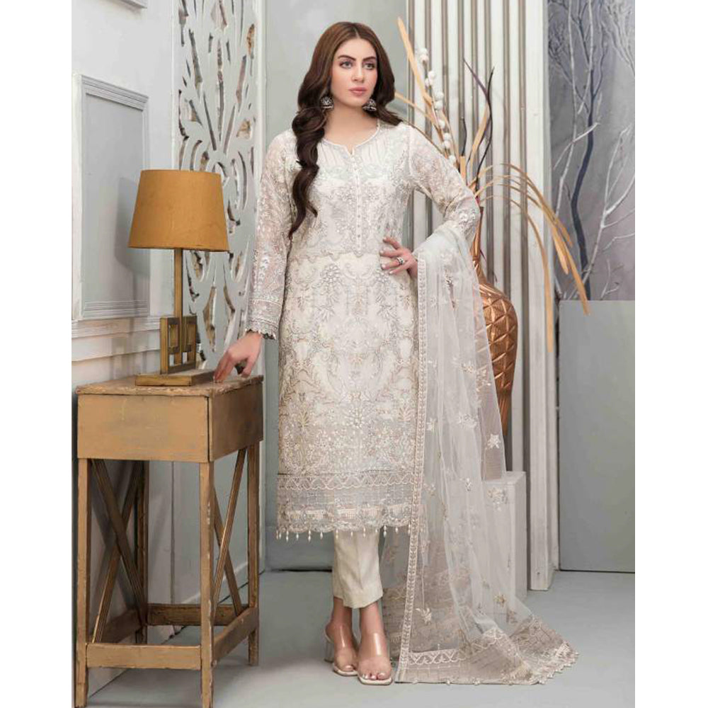 Tawakkal Chantilly Fancy Embroidered Chiffon Unstitched 3Pcs Suit - D-6002, Women, 3Pcs Shalwar Suit, Tawakkal Fabrics, Chase Value