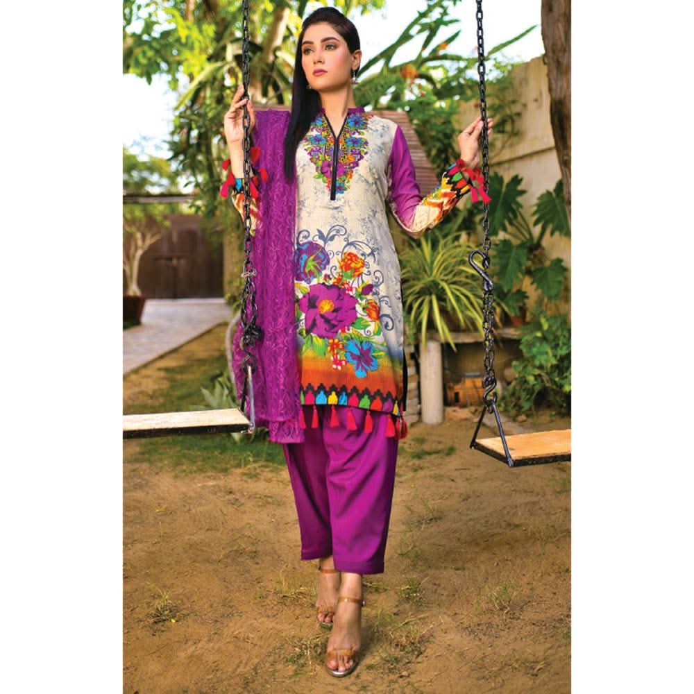 Malai Unstitched 3Pcs Suit - Premium 003, Women, 3Pcs Shalwar Suit, Chase Value, Chase Value