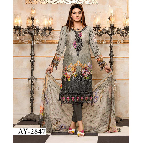 Floriani Viscose ChickenKari Embroidered Unstitched 3Pcs Suit - AY-2847, Women, 3Pcs Shalwar Suit, Rana Arts, Chase Value