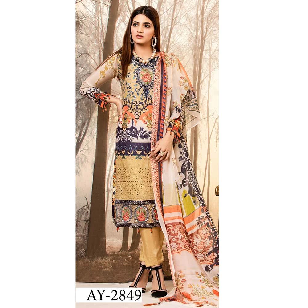 Floriani Viscose ChickenKari Embroidered Unstitched 3Pcs Suit - AY-2849, Women, 3Pcs Shalwar Suit, Rana Arts, Chase Value