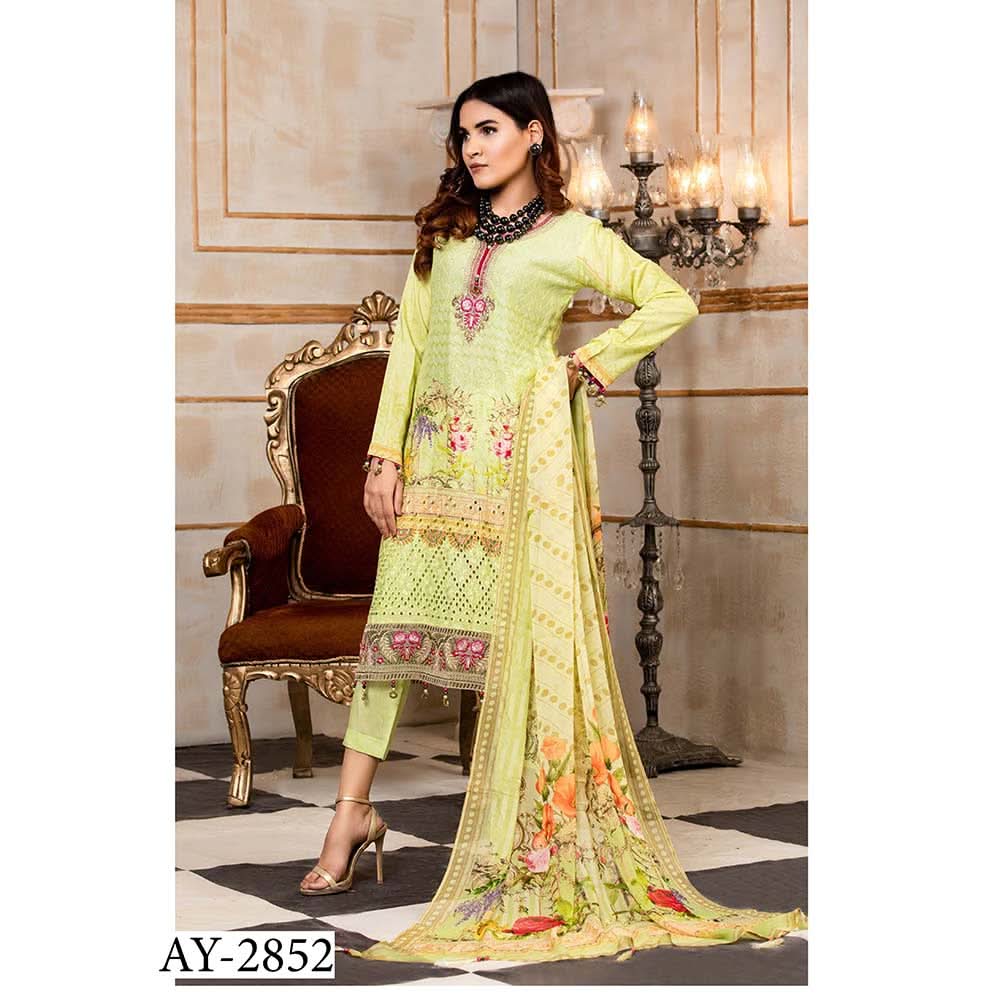 Floriani Viscose ChickenKari Embroidered Unstitched 3Pcs Suit - AY-2852, Women, 3Pcs Shalwar Suit, Rana Arts, Chase Value