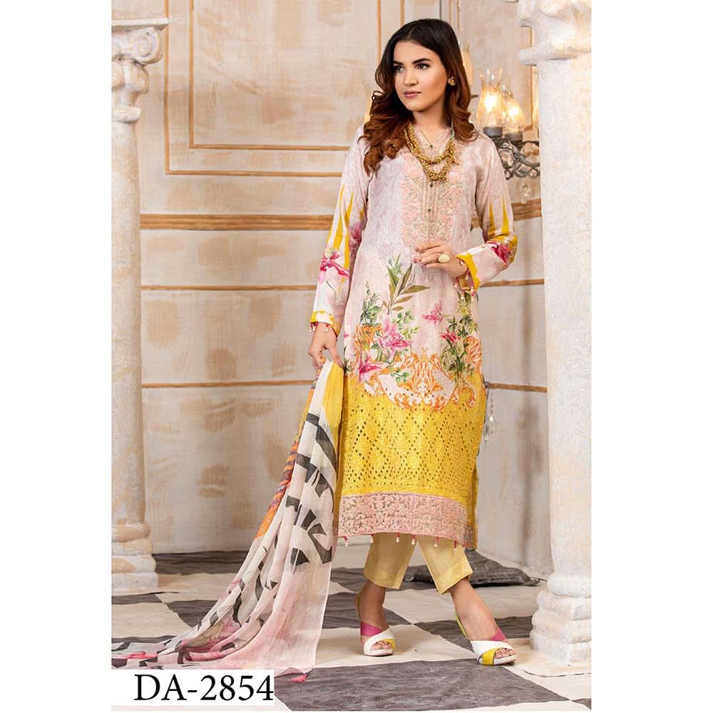 Floriani Viscose ChickenKari Embroidered Unstitched 3Pcs Suit - DA-2854, Women, 3Pcs Shalwar Suit, Rana Arts, Chase Value