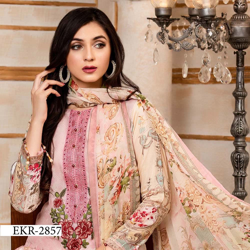 Floriani Viscose ChickenKari Embroidered Unstitched 3Pcs Suit - EKR-2857, Women, 3Pcs Shalwar Suit, Rana Arts, Chase Value