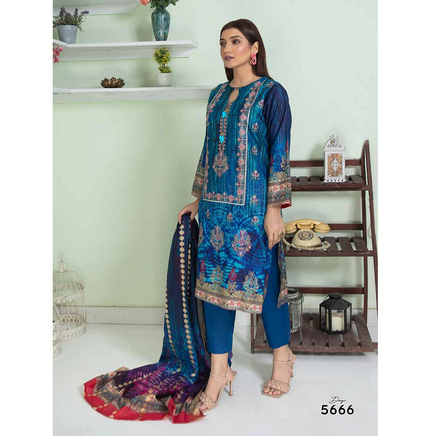 Marwa Linen Embroidered Unstitched 3Pcs Suit - 5666, Women, 3Pcs Shalwar Suit, Rashid Textile, Chase Value