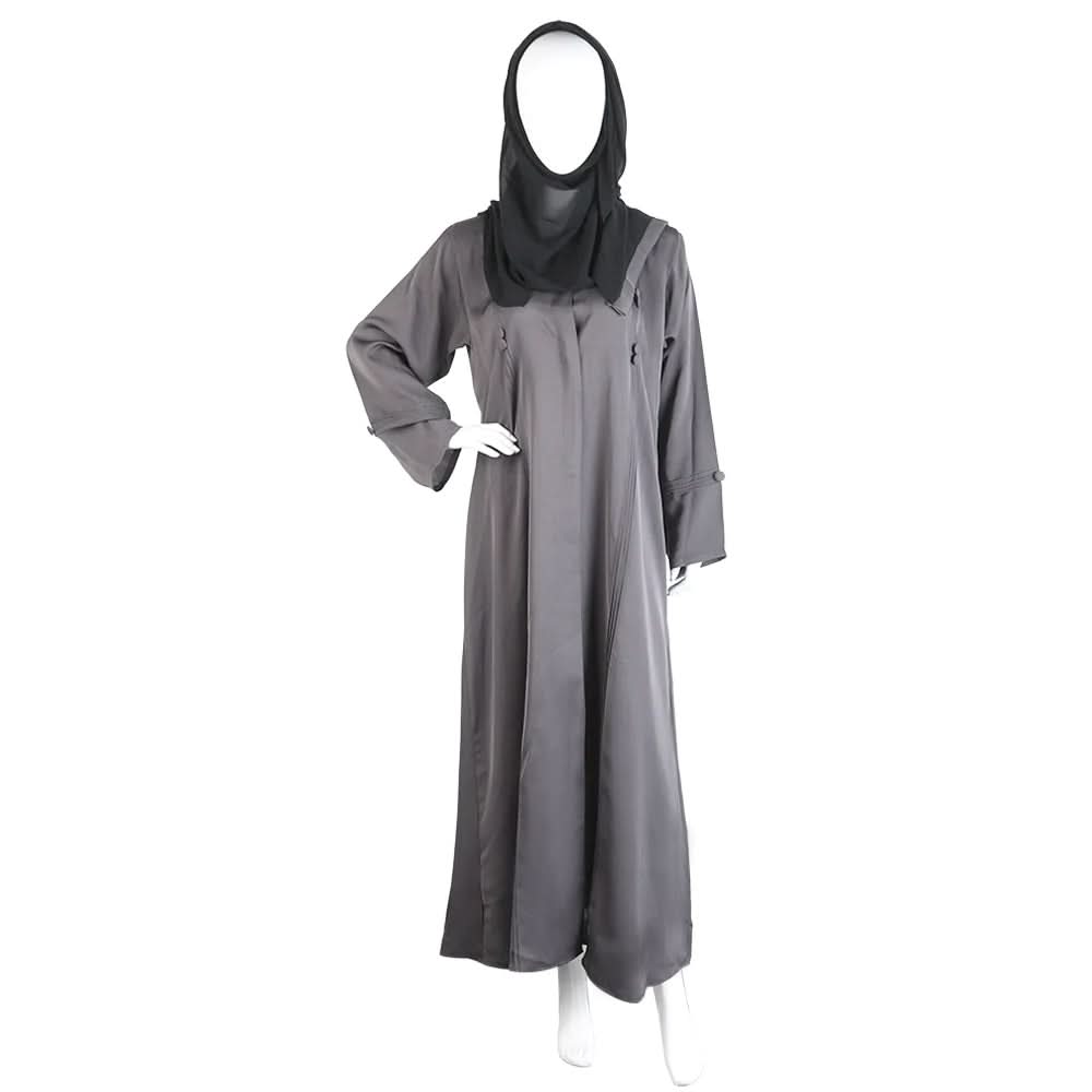 Women's Front Open Abaya - Grey, Women Abayas, Chase Value, Chase Value