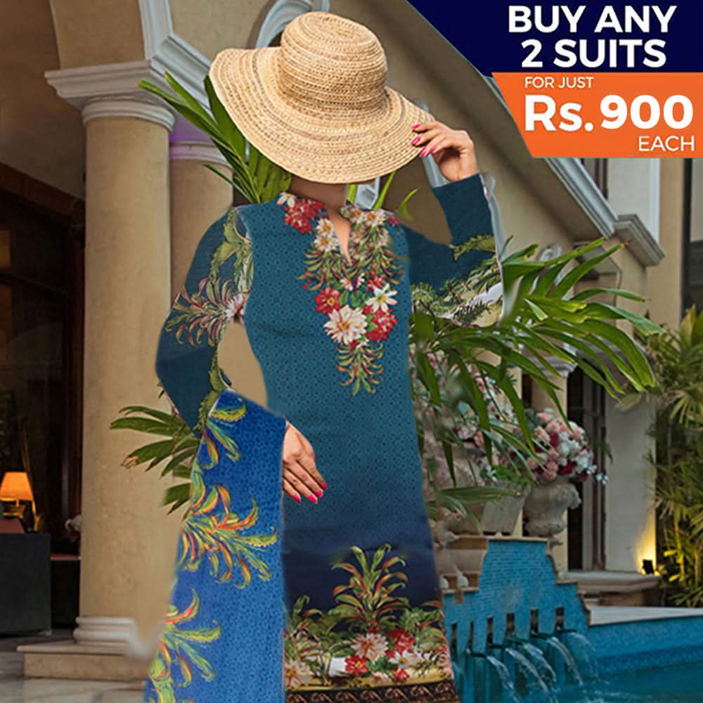 Khadde Printed Lawn 3 Piece Un-Stitched Suit - 07, Women, 3Pcs Shalwar Suit, United Textiles, Chase Value