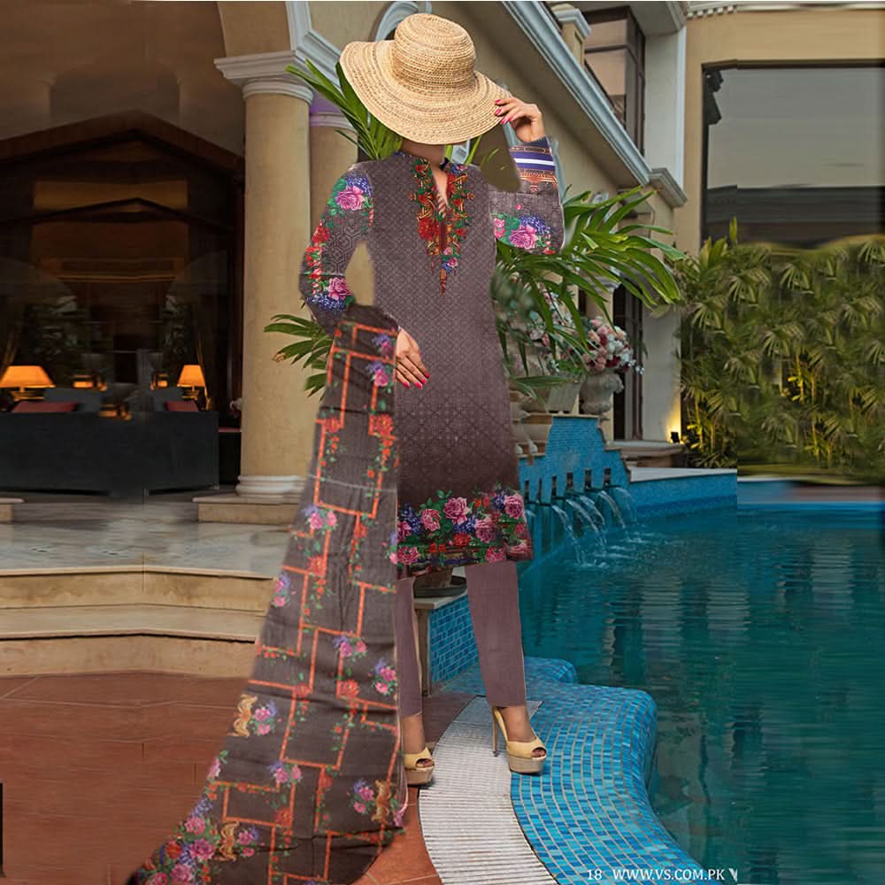 Khadde Printed Lawn 3 Piece Un-Stitched Suit - 09, Women, 3Pcs Shalwar Suit, United Textiles, Chase Value