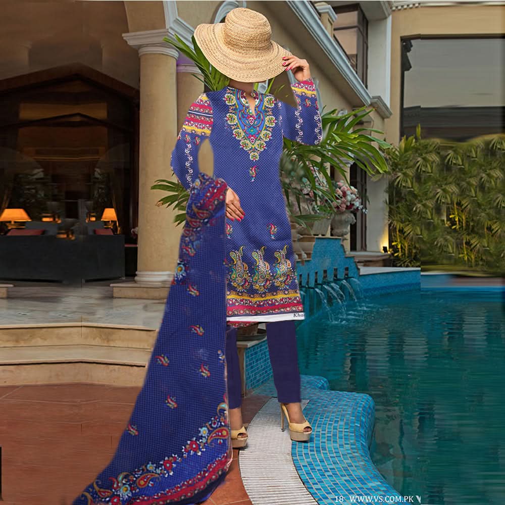 Khadde Printed Lawn 3 Piece Un-Stitched Suit - 12, Women, 3Pcs Shalwar Suit, United Textiles, Chase Value