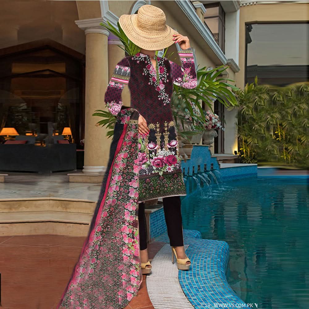 Khadde Printed Lawn 3 Piece Un-Stitched Suit - 14, Women, 3Pcs Shalwar Suit, United Textiles, Chase Value