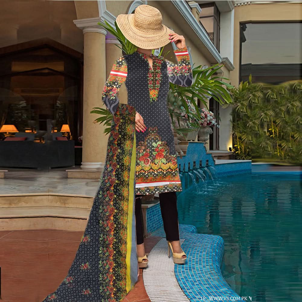 Khadde Printed Lawn 3 Piece Un-Stitched Suit - 15, Women, 3Pcs Shalwar Suit, United Textiles, Chase Value