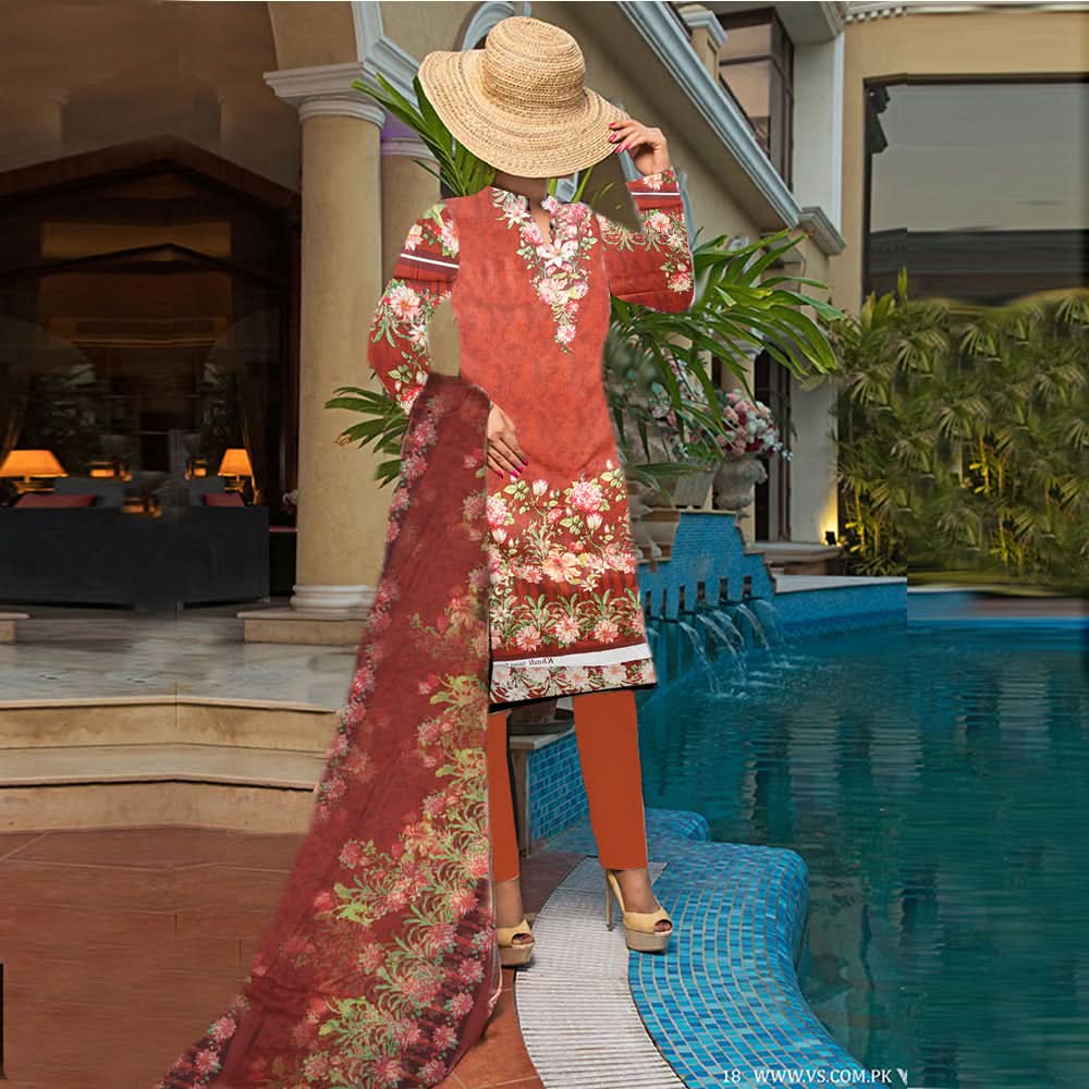 Khadde Printed Lawn 3 Piece Un-Stitched Suit - 16, Women, 3Pcs Shalwar Suit, United Textiles, Chase Value