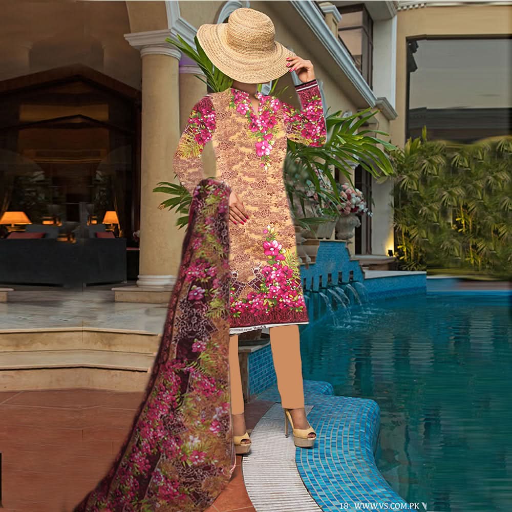 Khadde Printed Lawn 3 Piece Un-Stitched Suit - 02, Women, 3Pcs Shalwar Suit, United Textiles, Chase Value
