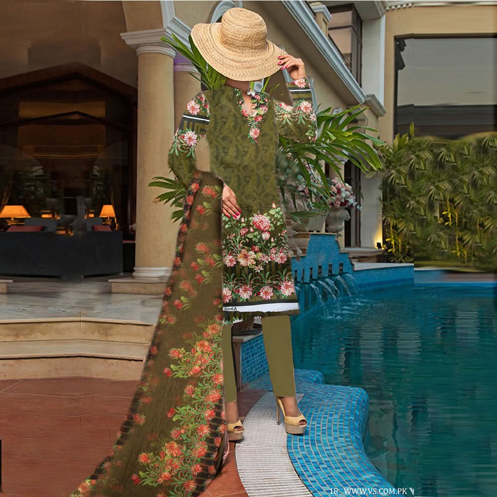 Khadde Printed Lawn 3 Piece Un-Stitched Suit - 17, Women, 3Pcs Shalwar Suit, United Textiles, Chase Value