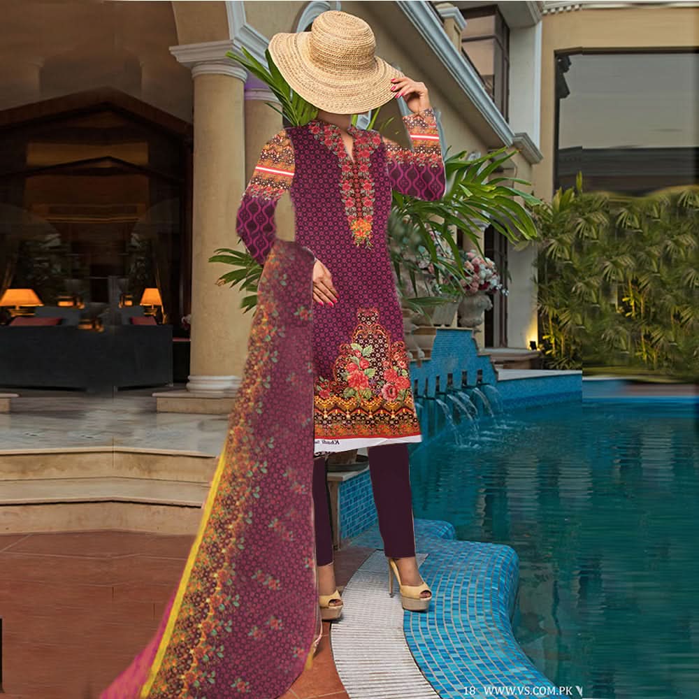 Khadde Printed Lawn 3 Piece Un-Stitched Suit - 18, Women, 3Pcs Shalwar Suit, United Textiles, Chase Value