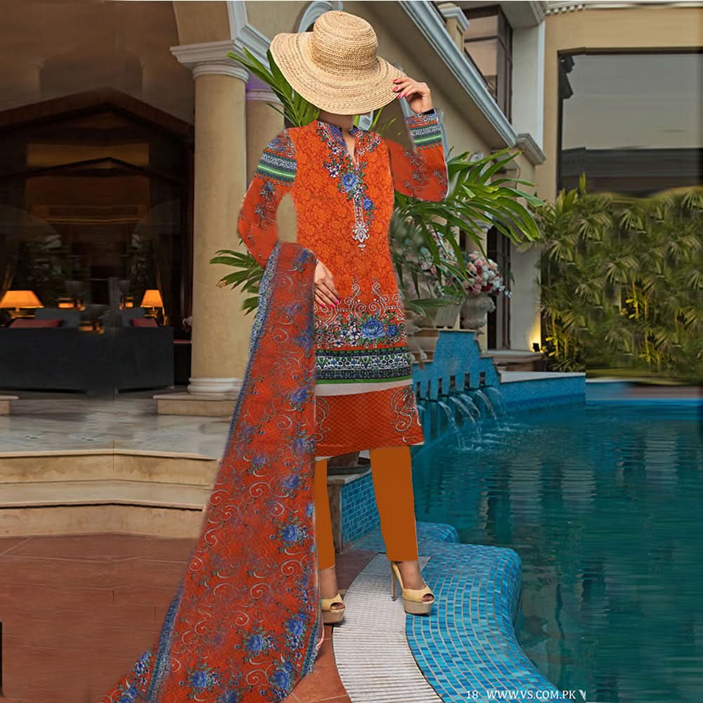 Khadde Printed Lawn 3 Piece Un-Stitched Suit - 20, Women, 3Pcs Shalwar Suit, United Textiles, Chase Value