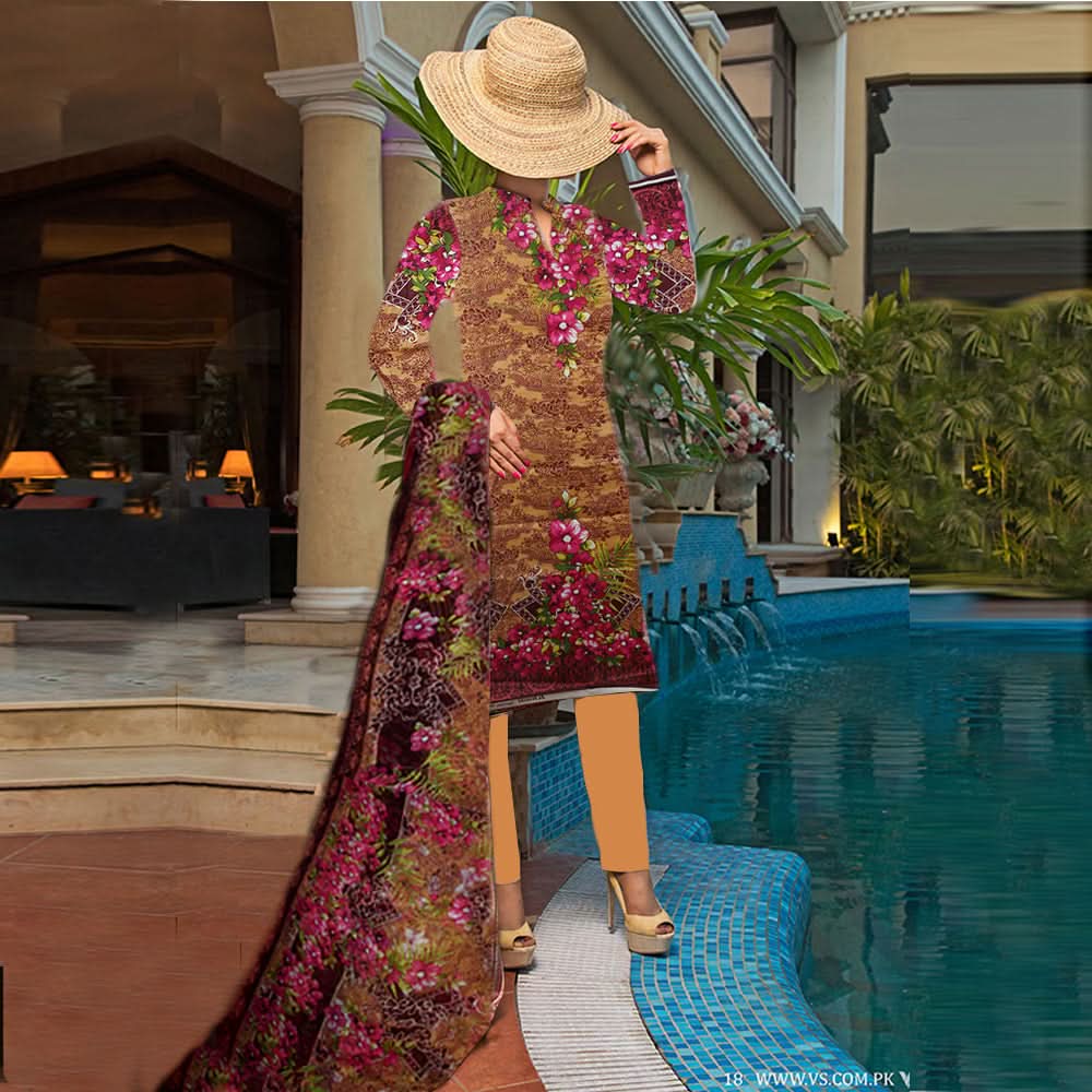 Khadde Printed Lawn 3 Piece Un-Stitched Suit - 24, Women, 3Pcs Shalwar Suit, United Textiles, Chase Value