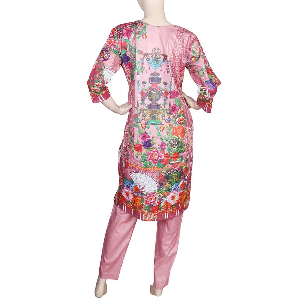 Women's Printed 2 Pcs Stitched Suit - Pink, Women, Shalwar Suits, Chase Value, Chase Value