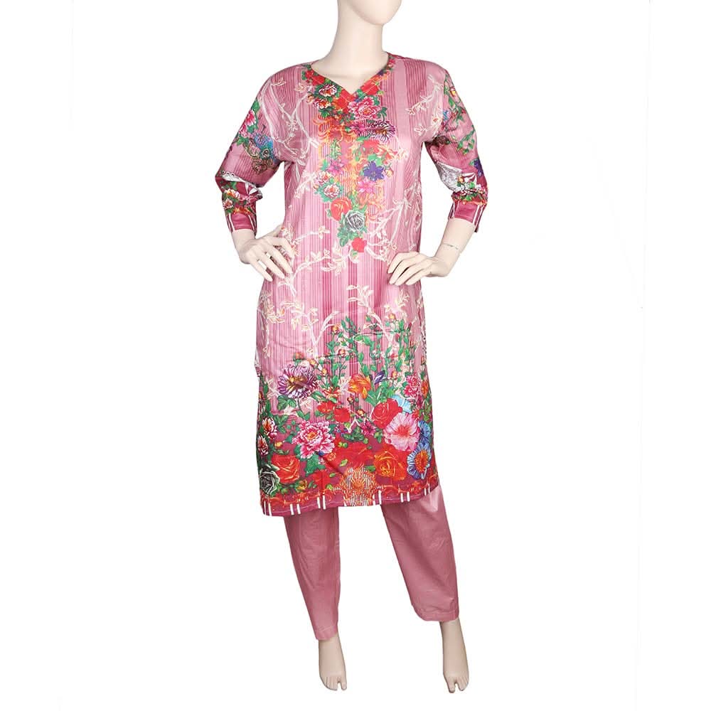 Women's Printed 2 Pcs Stitched Suit - Pink, Women, Shalwar Suits, Chase Value, Chase Value