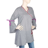 Women's Embroidered Check Kurti - Grey, Women, Ready Kurtis, Chase Value, Chase Value