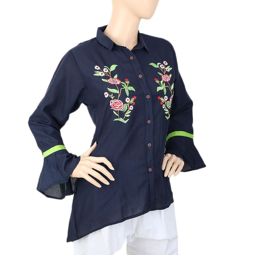 Women's Embroidered Casual Shirt - Navy Blue, Women, T-Shirts And Tops, Chase Value, Chase Value