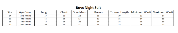 Boys Full Sleeves Night Suit - White, Kids, Boys Sets And Suits, Chase Value, Chase Value