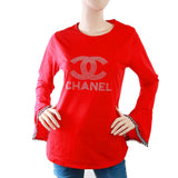 Women's Wide-Sleeve Stone T-Shirt - Red, Women, T-Shirts And Tops, Chase Value, Chase Value