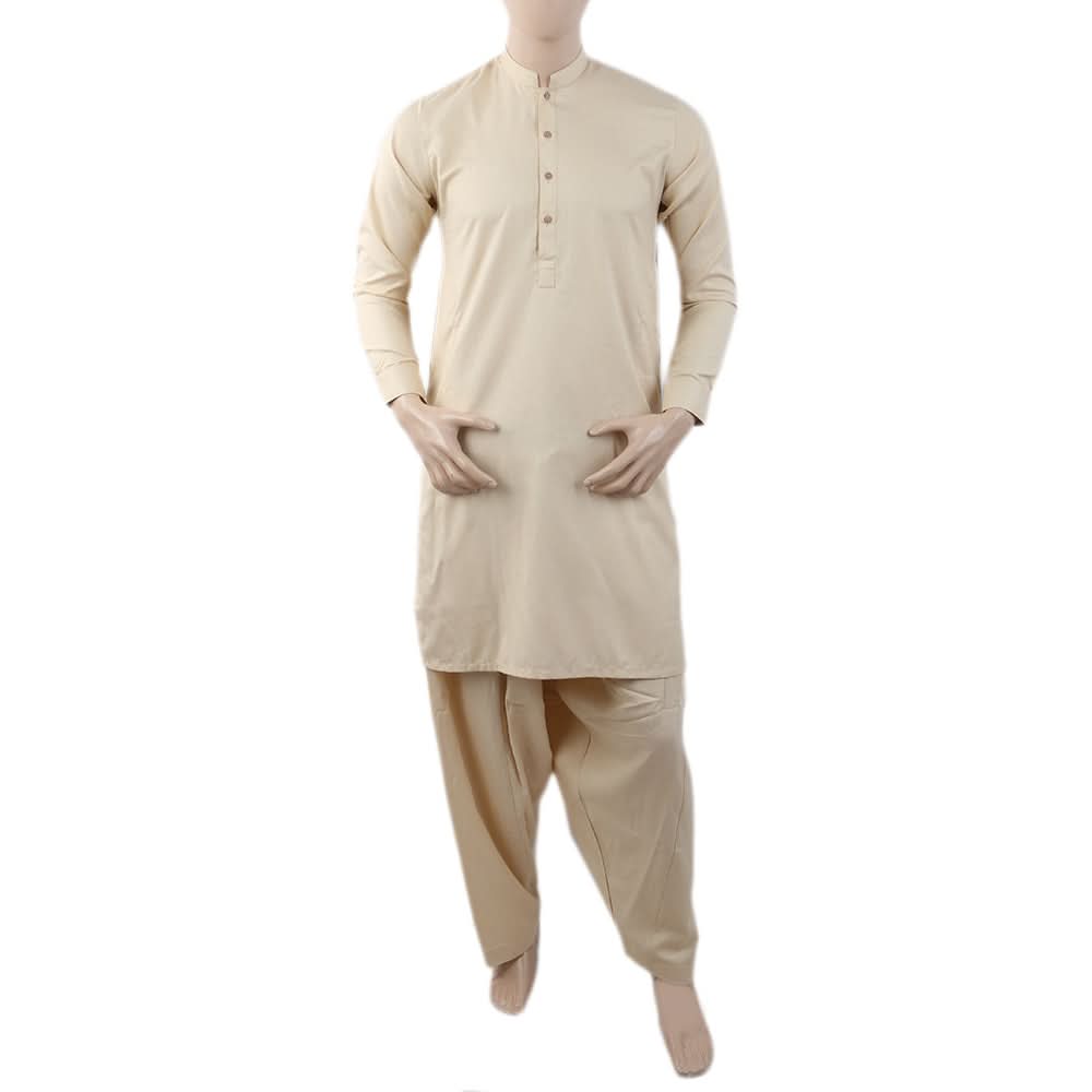 Men's Mashriq Slim Fit Suit - Fawn, Men, Shalwar Kameez, Chase Value, Chase Value