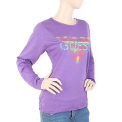 Women's Full Sleeves T-Shirt - Purple, Women, T-Shirts And Tops, Chase Value, Chase Value