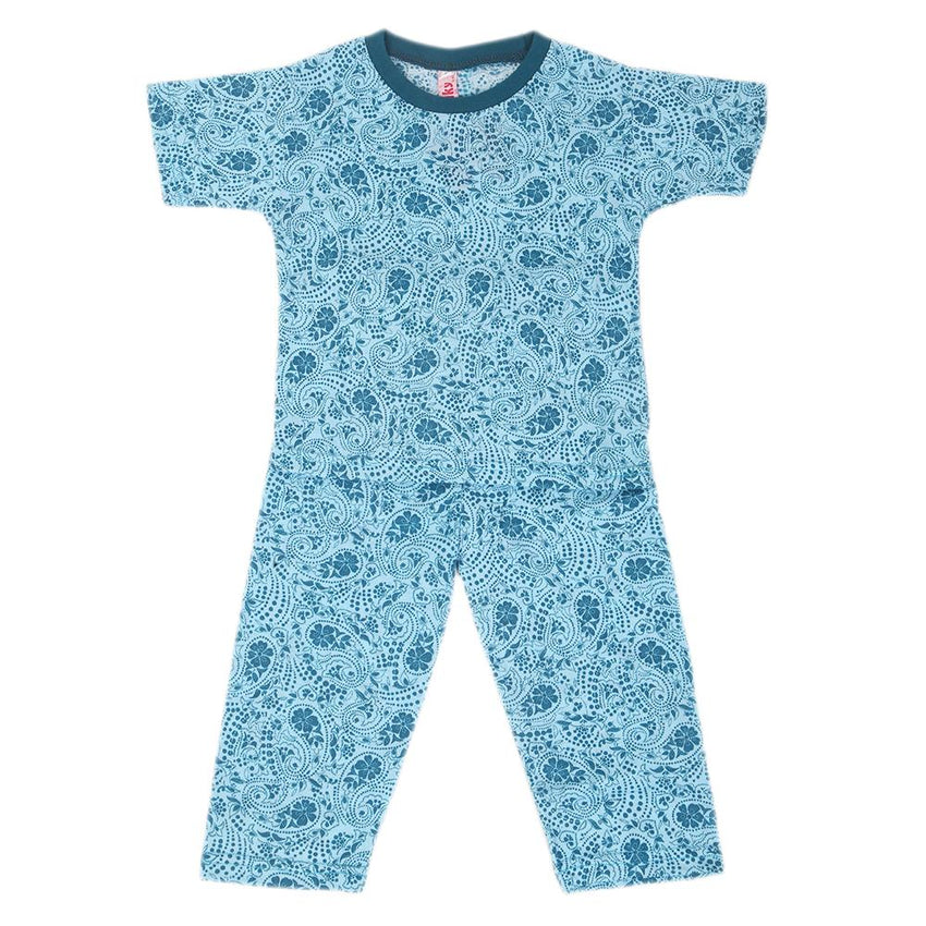Girls Round Neck Night Suit  - Sky Blue, Kids, Girls Sets And Suits, Chase Value, Chase Value