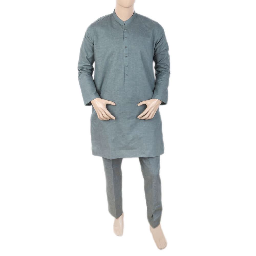 Men's Mashriq Slim Fit Kurta Pajama - Green, Men, Shalwar Kameez, Chase Value, Chase Value