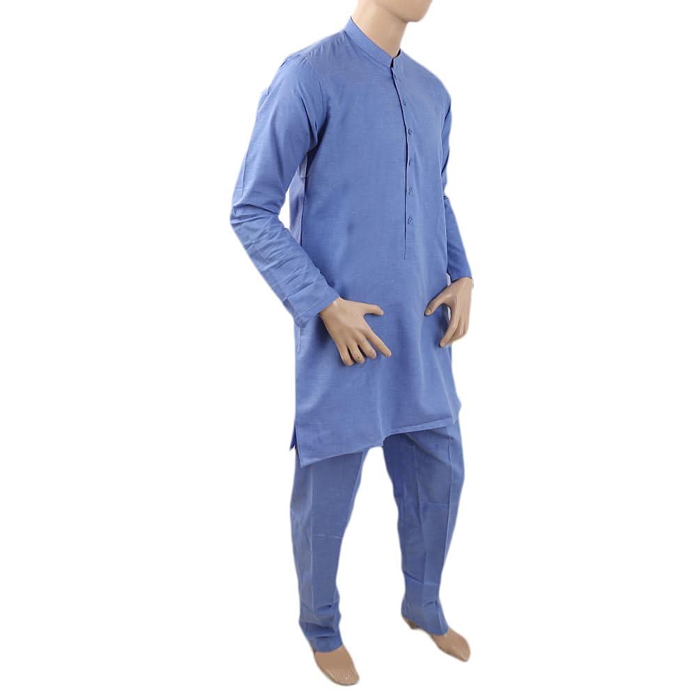 Men's Mashriq Slim Fit Kurta Pajama - Blue, Men, Shalwar Kameez, Chase Value, Chase Value