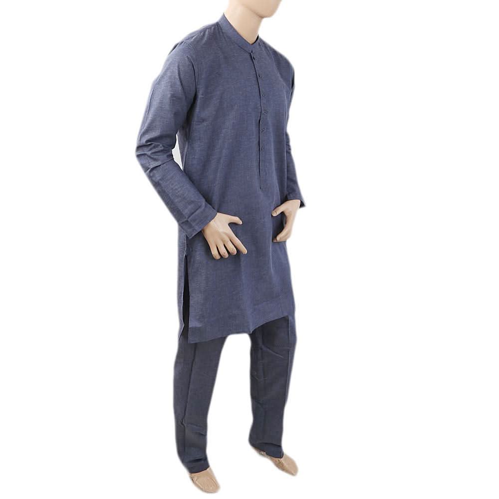 Men's Mashriq Slim Fit Kurta Pajama - Navy Blue, Men, Shalwar Kameez, Chase Value, Chase Value