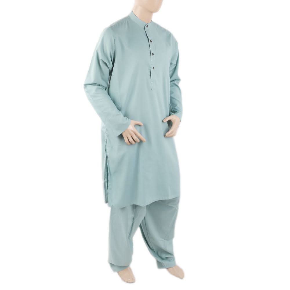 Men's Mashriq Slim Fit Suit - Sea Green, Men, Shalwar Kameez, Chase Value, Chase Value