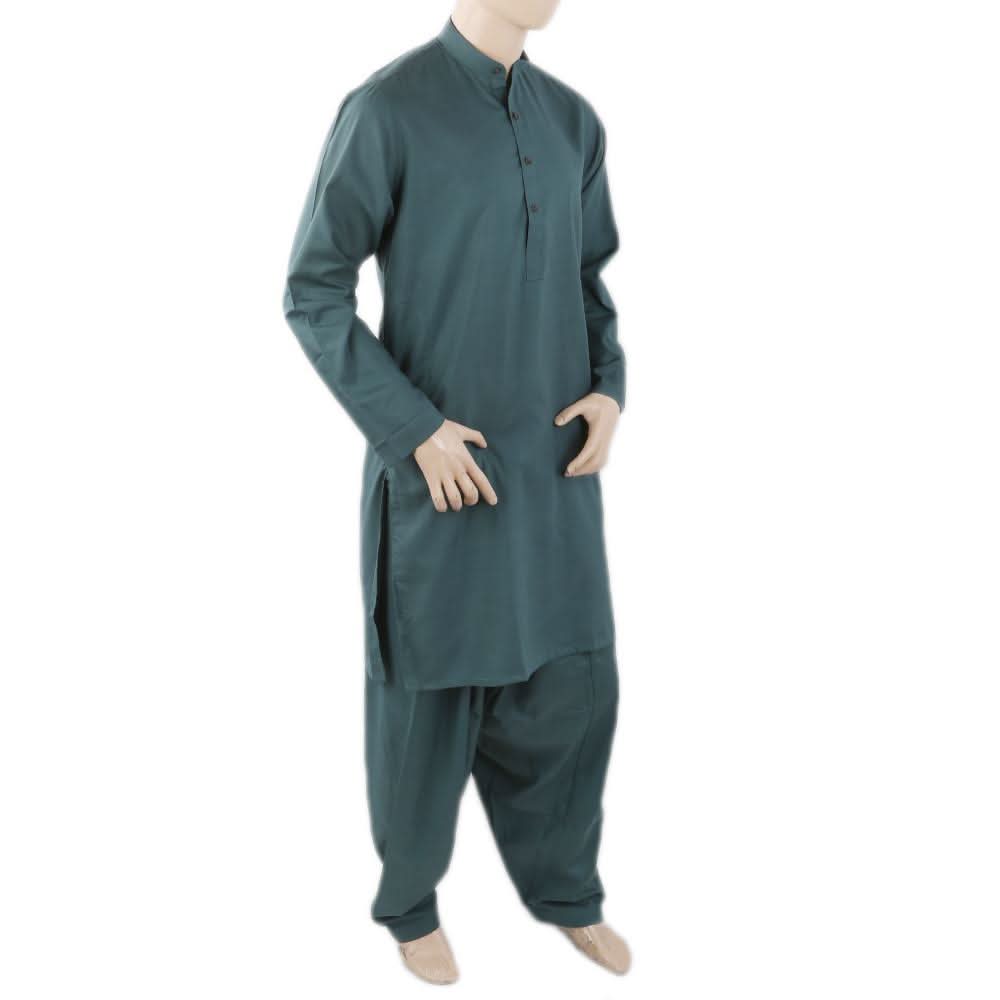 Men's Mashriq Slim Fit Suit - Green, Men, Shalwar Kameez, Chase Value, Chase Value