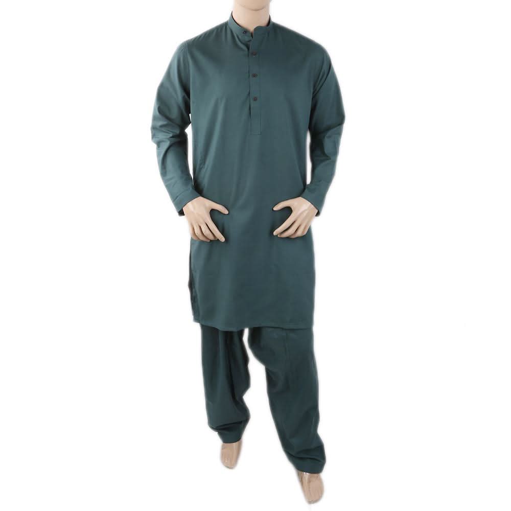 Men's Mashriq Slim Fit Suit - Green, Men, Shalwar Kameez, Chase Value, Chase Value