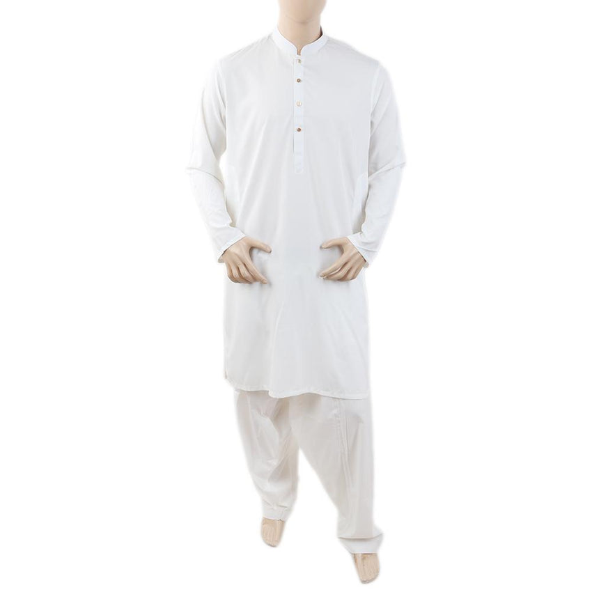 Men's Mashriq Regular Fit Suit  - White, Men, Shalwar Kameez, Chase Value, Chase Value
